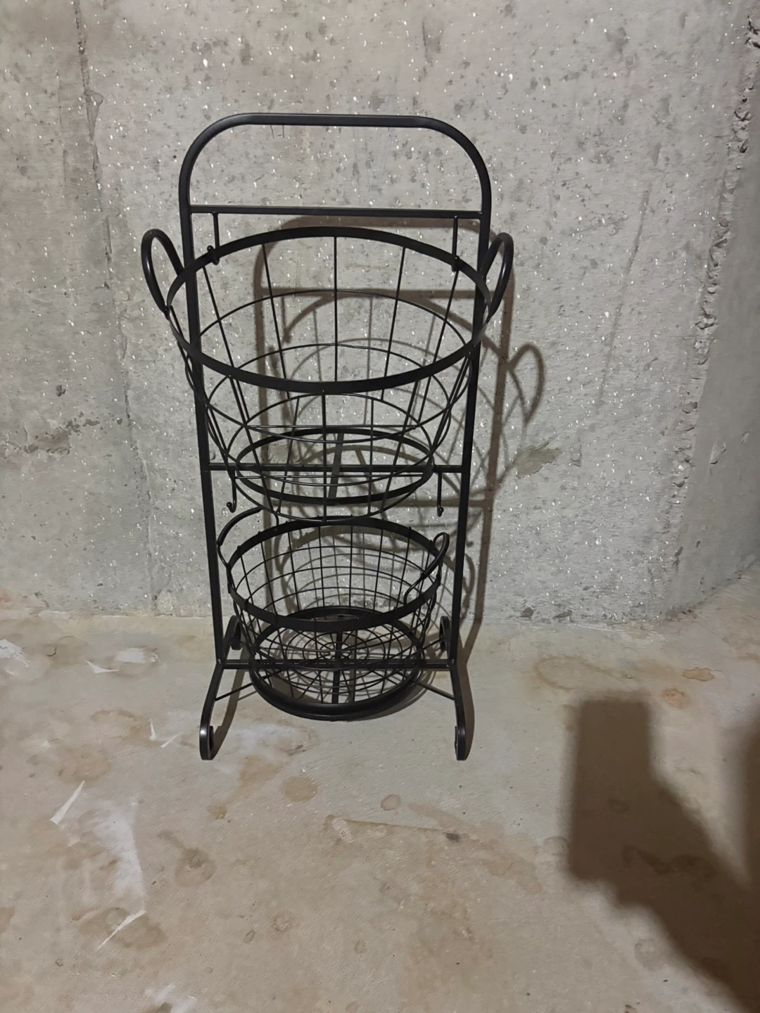 Black Metal 2-Tier Wire Basket Stand - photo 2
