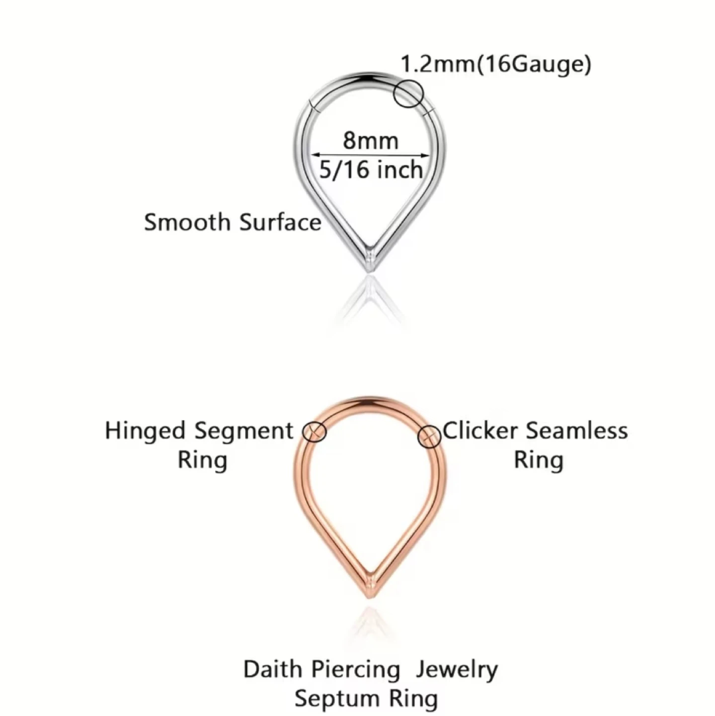 Teardrop Ring Septum Daith Jewelry - photo 2