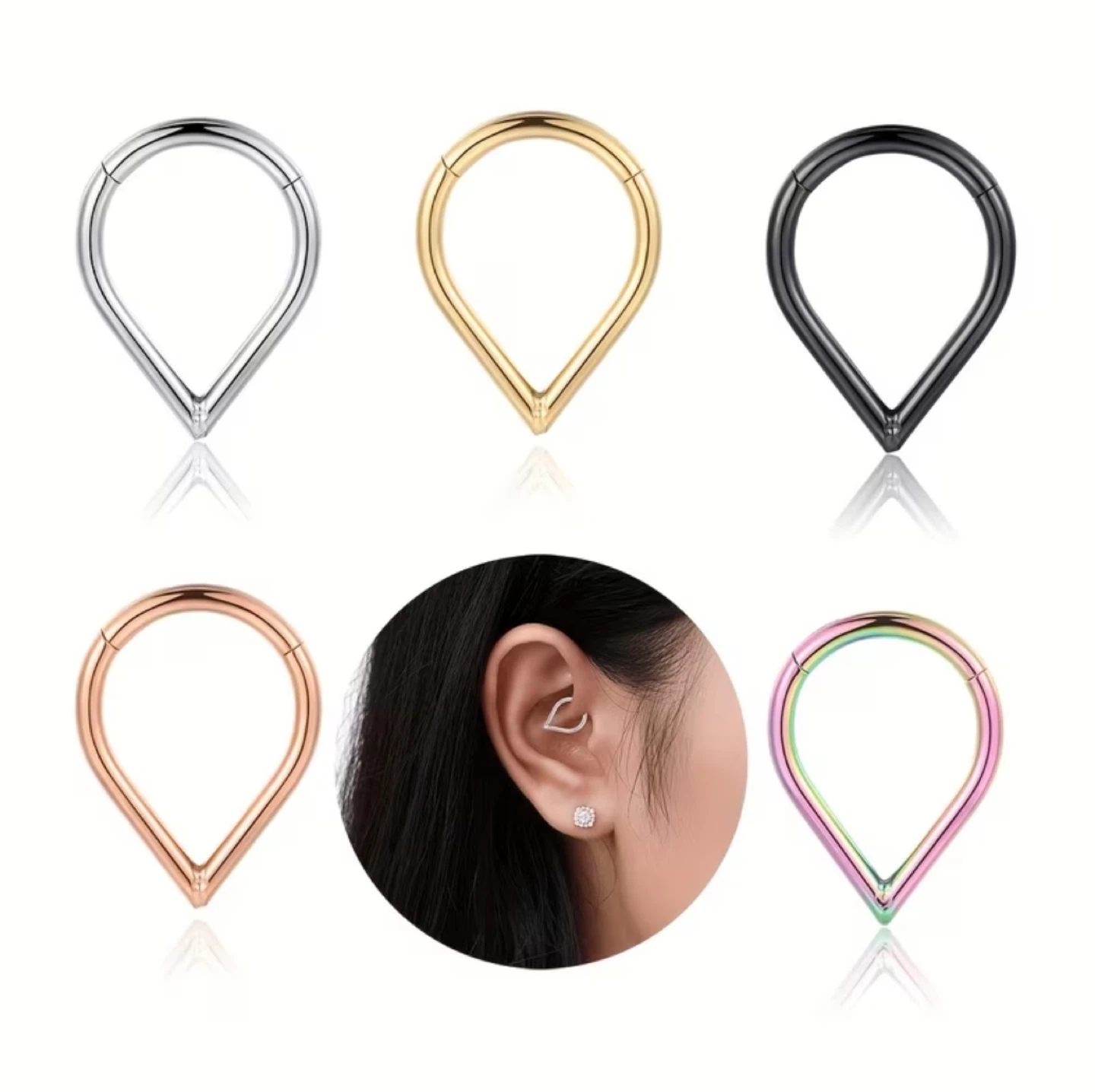 Teardrop Ring Septum Daith Jewelry
