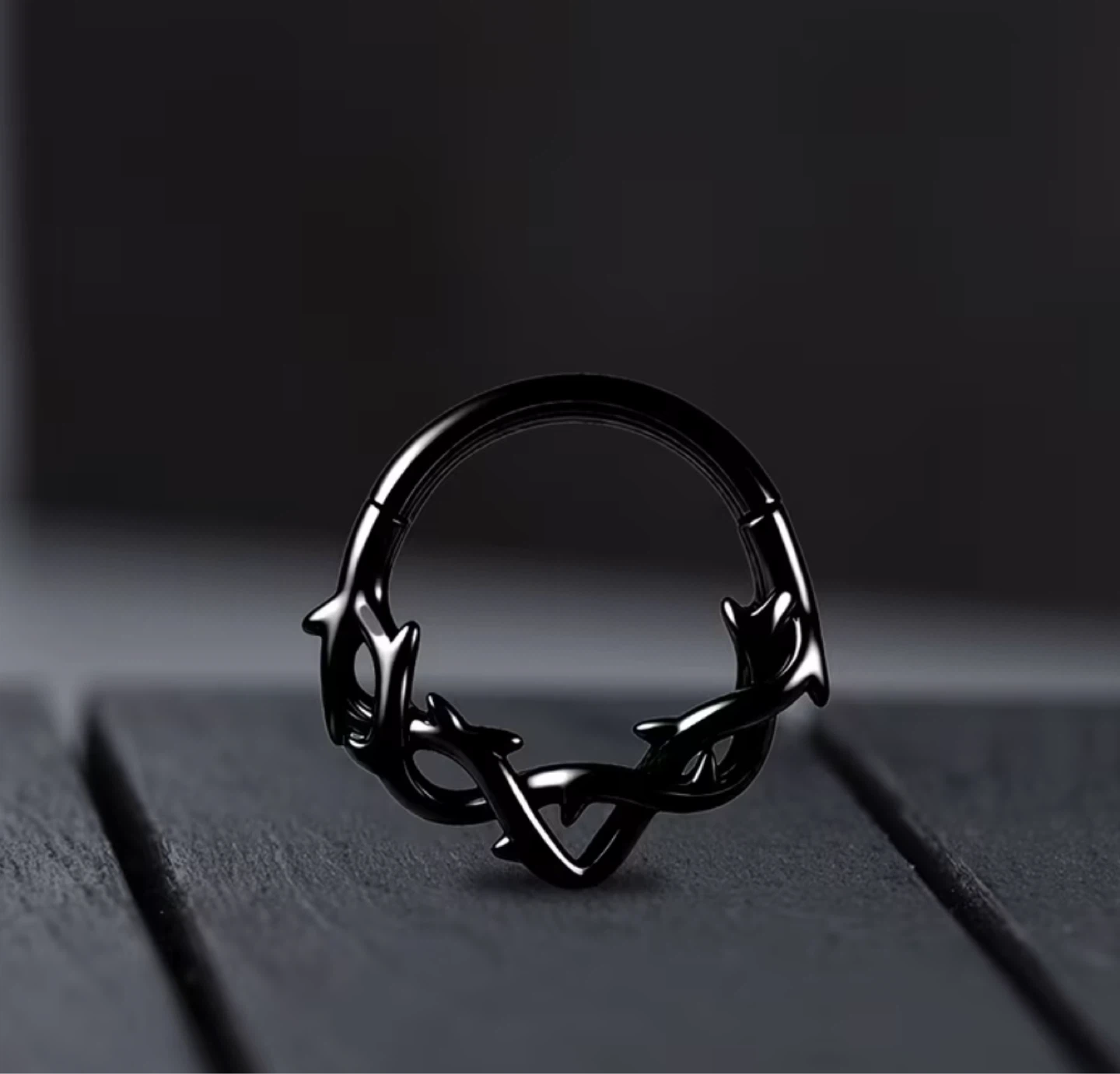 Black Thorny Ring Septum Daith Jewelry