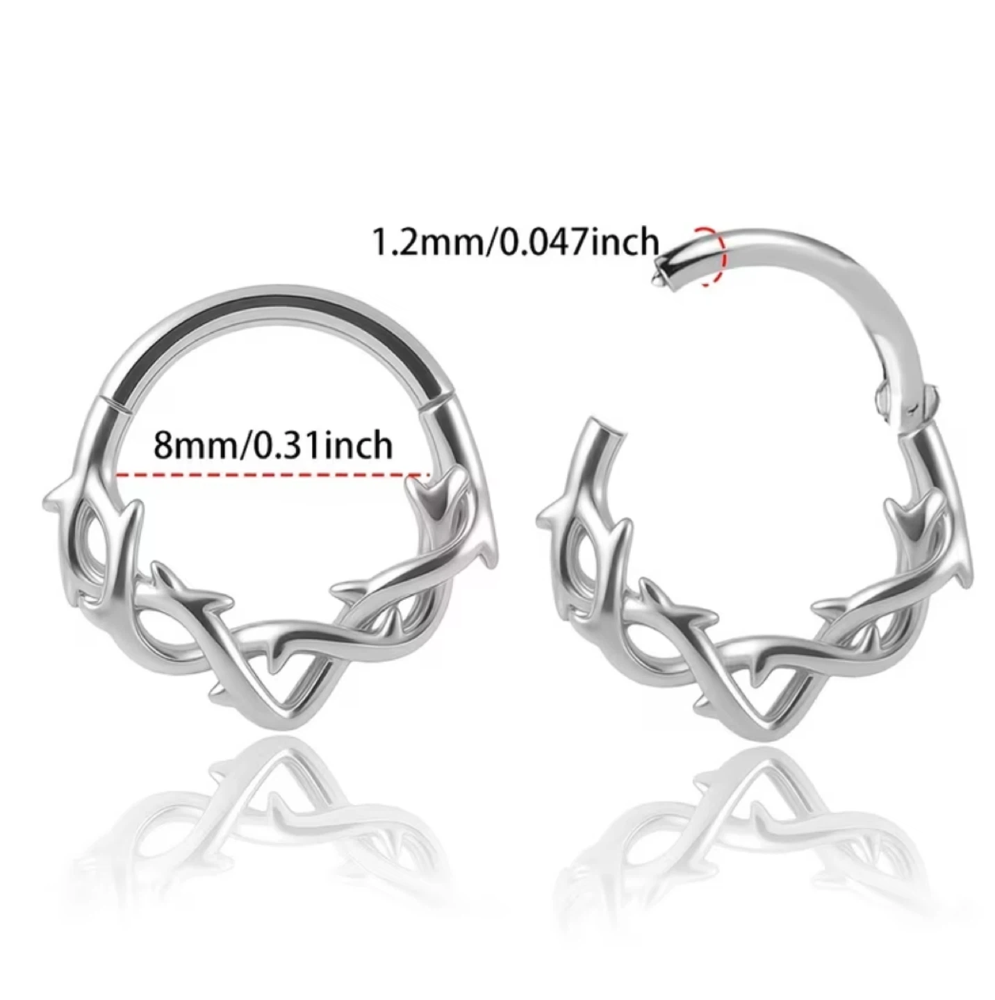 Black Thorny Ring Septum Daith Jewelry - photo 2