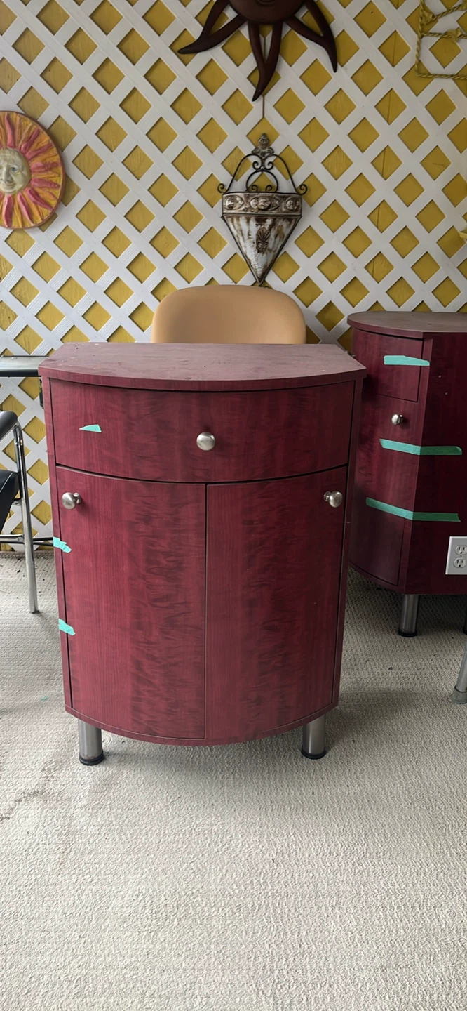 Salon two-door cabinet with built-in power outlet