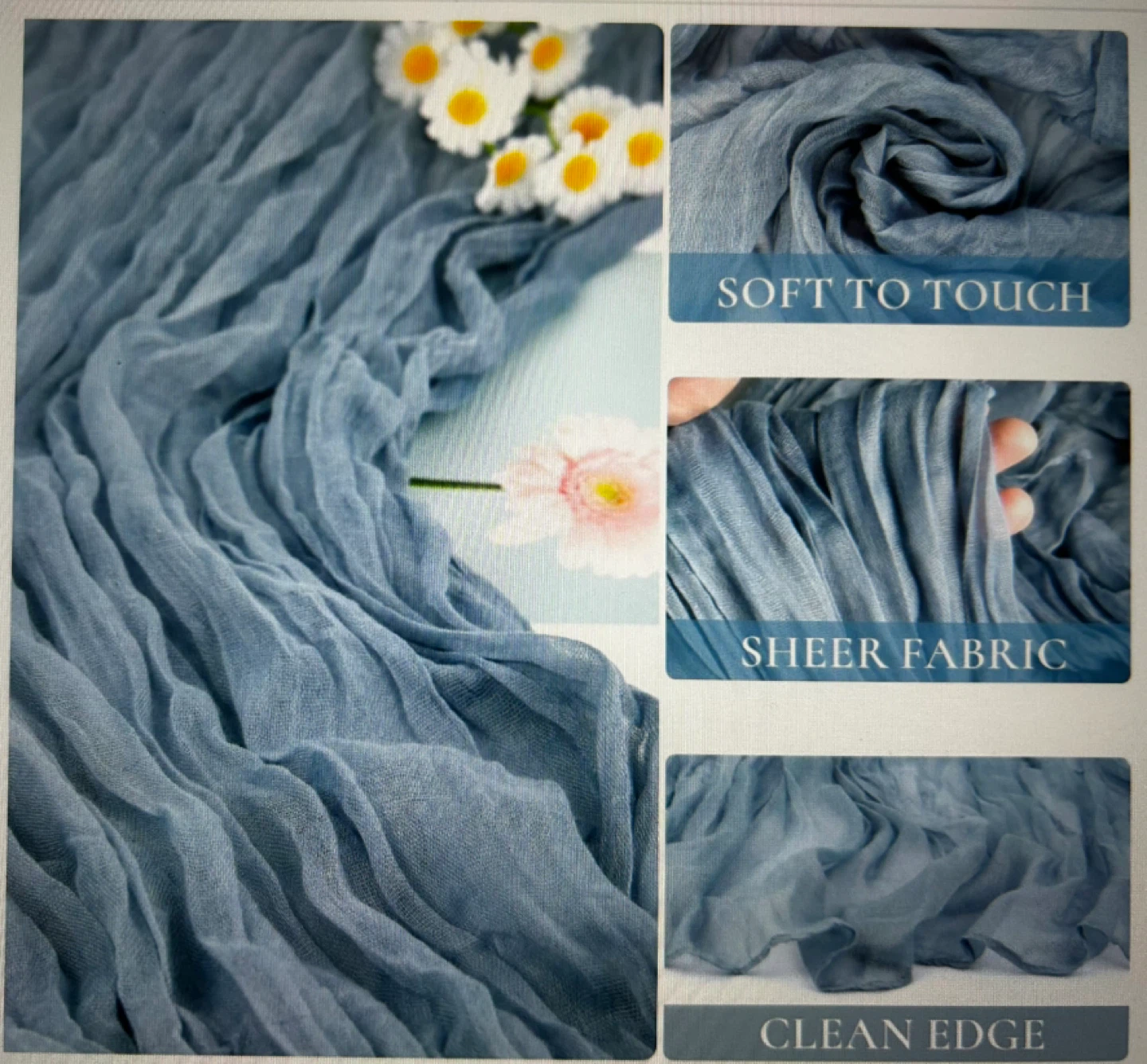Dusty Blue Cheesecloth Table Runner - photo 4