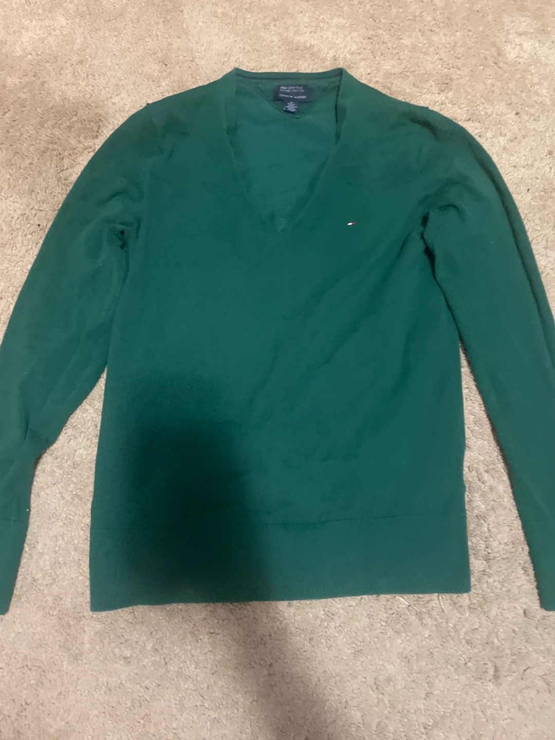 Tommy Hilfiger Green V-Neck Sweater