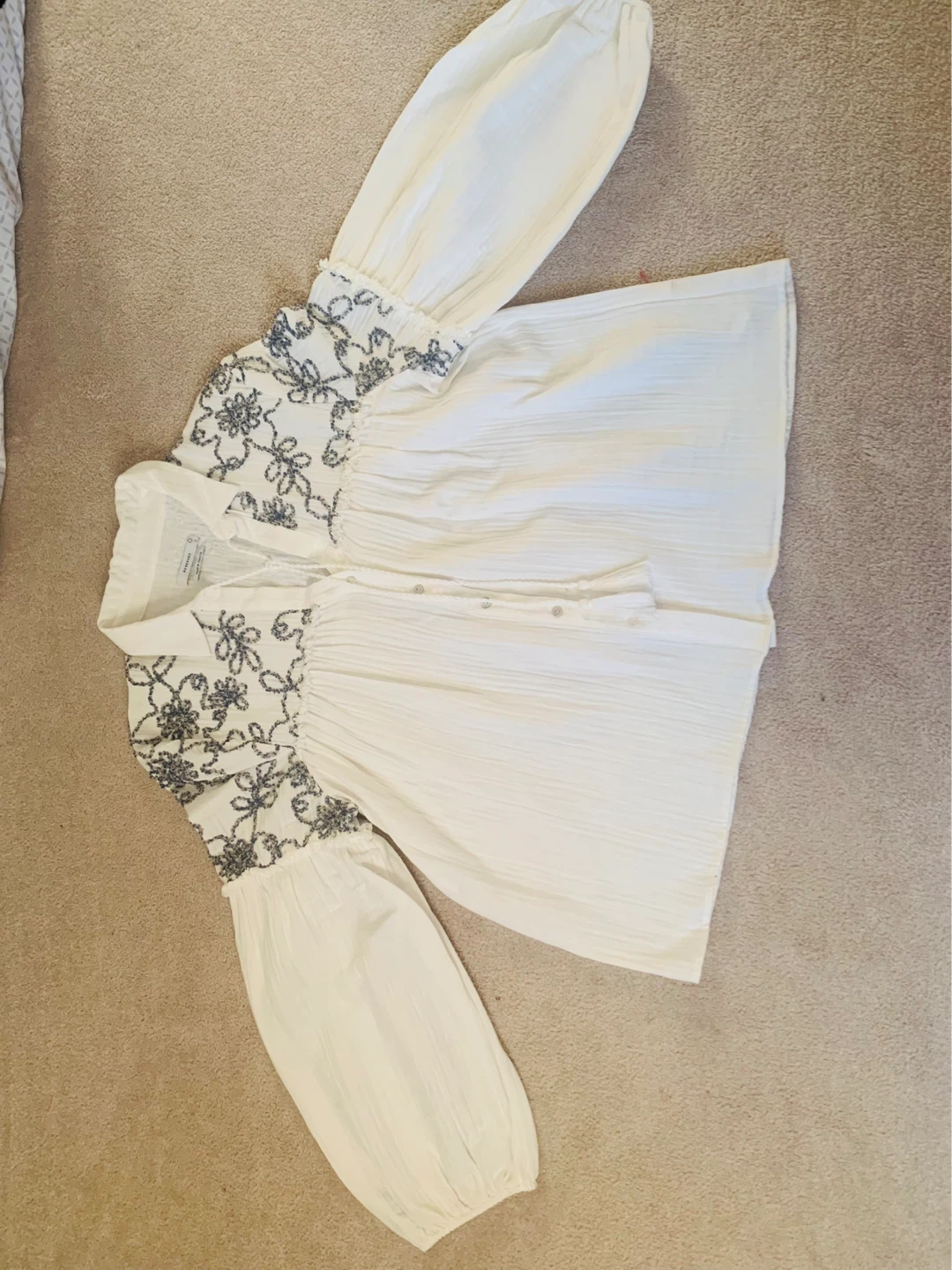 White Embroidered Blouse - photo 2