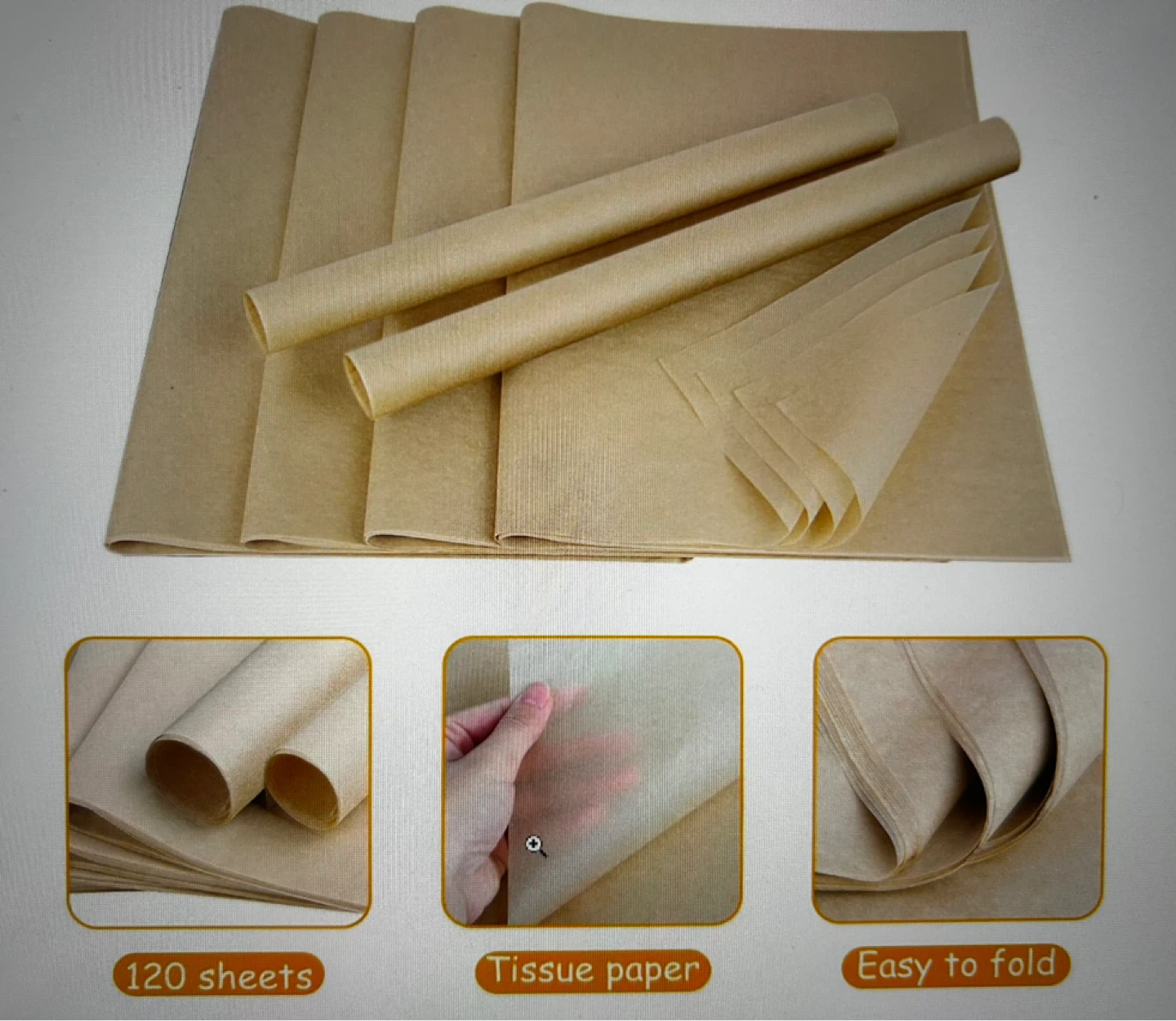 120 sheets Brown Tissue Paper (20”x14”) - photo 2