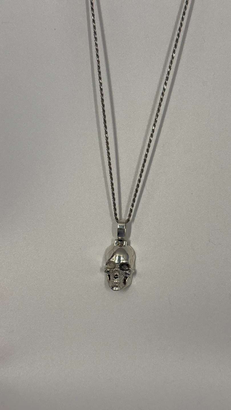 Silver Skull Pendant Necklace
