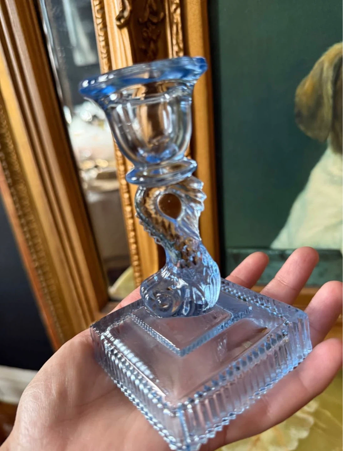 1930s Imperial Dolphin Glass candle holder - photo 3
