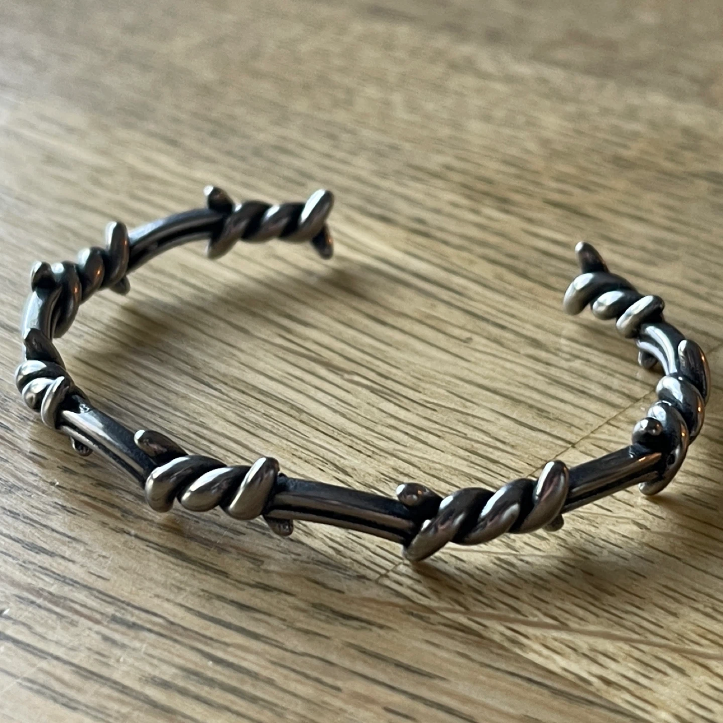 Rustic barbed wire stainless steel cuff bracelet
