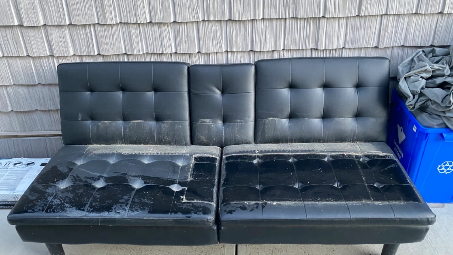 Black Faux Leather Futon Sofa - photo 2