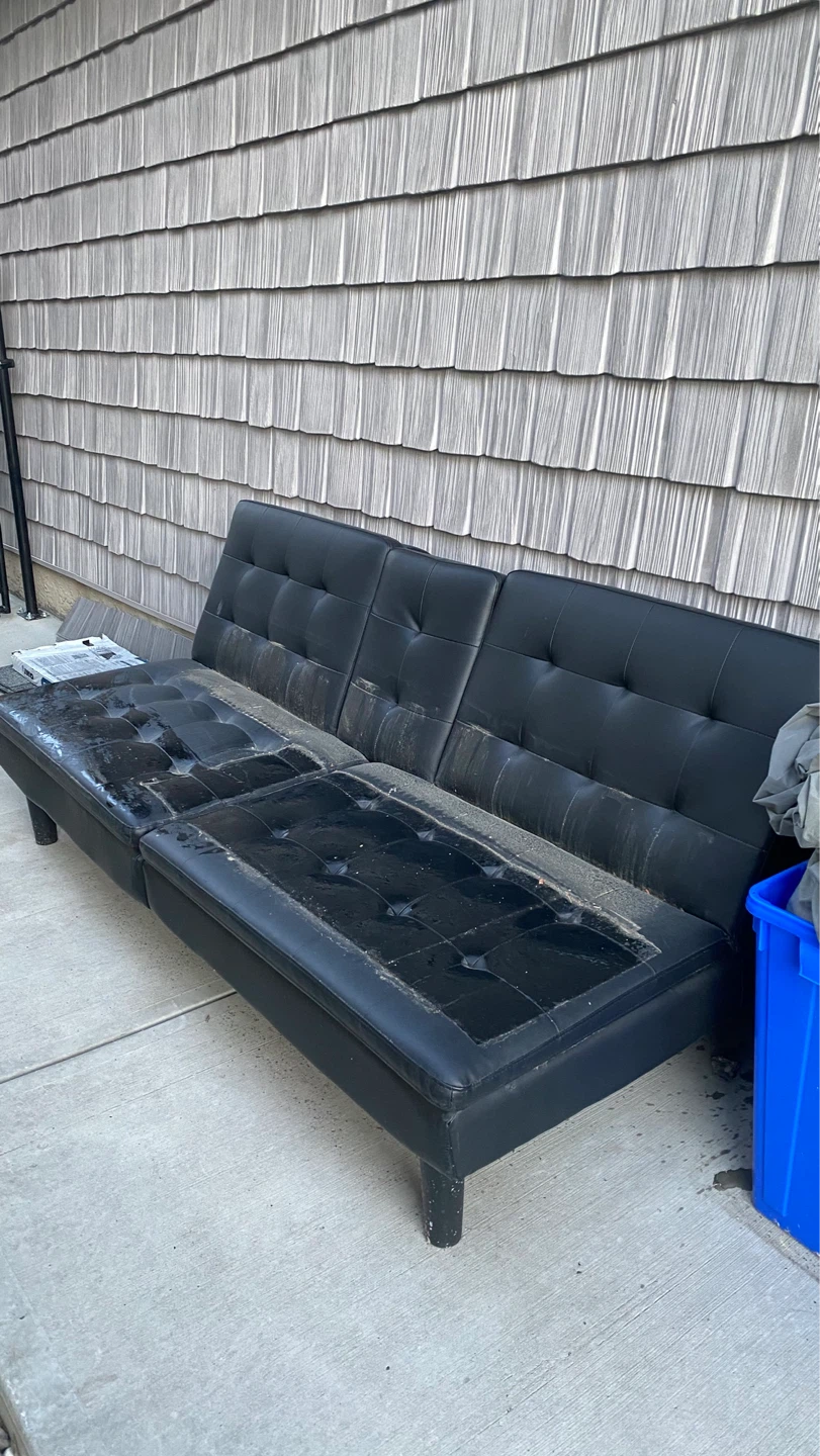 Black Faux Leather Futon Sofa
