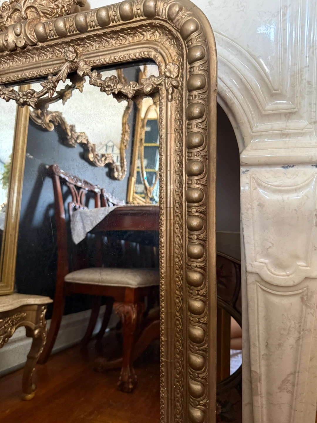 Antique Ornate Gold Gilt Mirror - photo 5