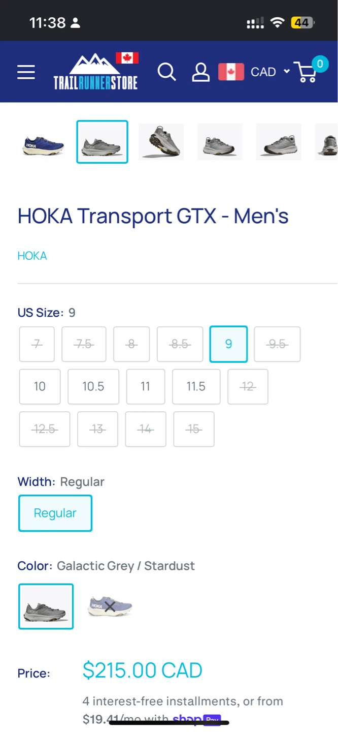 HOKA Transport GTX Men's Trail Running Shoes Size 9 - photo 5