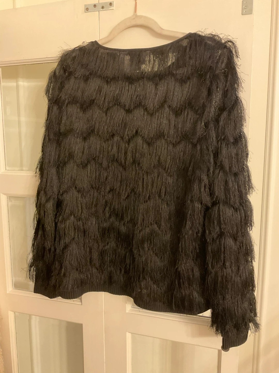 Reiss Black Fringe Sweater M/L