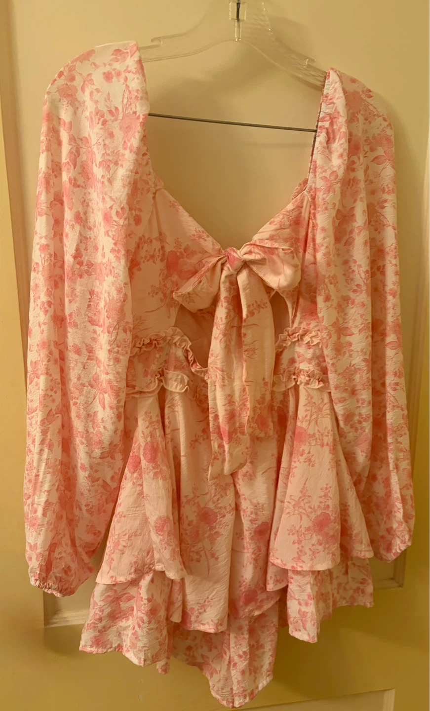 Altar'd State Pink Floral Ruffle Romper - photo 4
