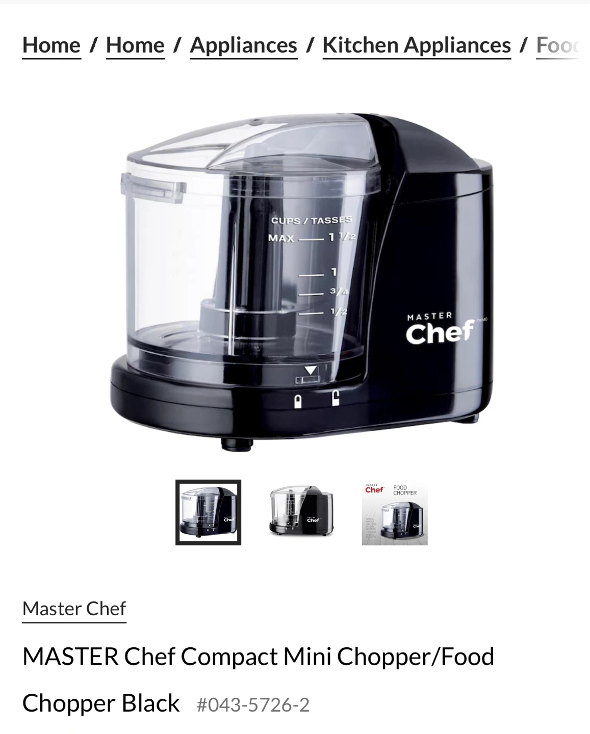 MASTER Chef Compact Mini Chopper/Food Chopper Black