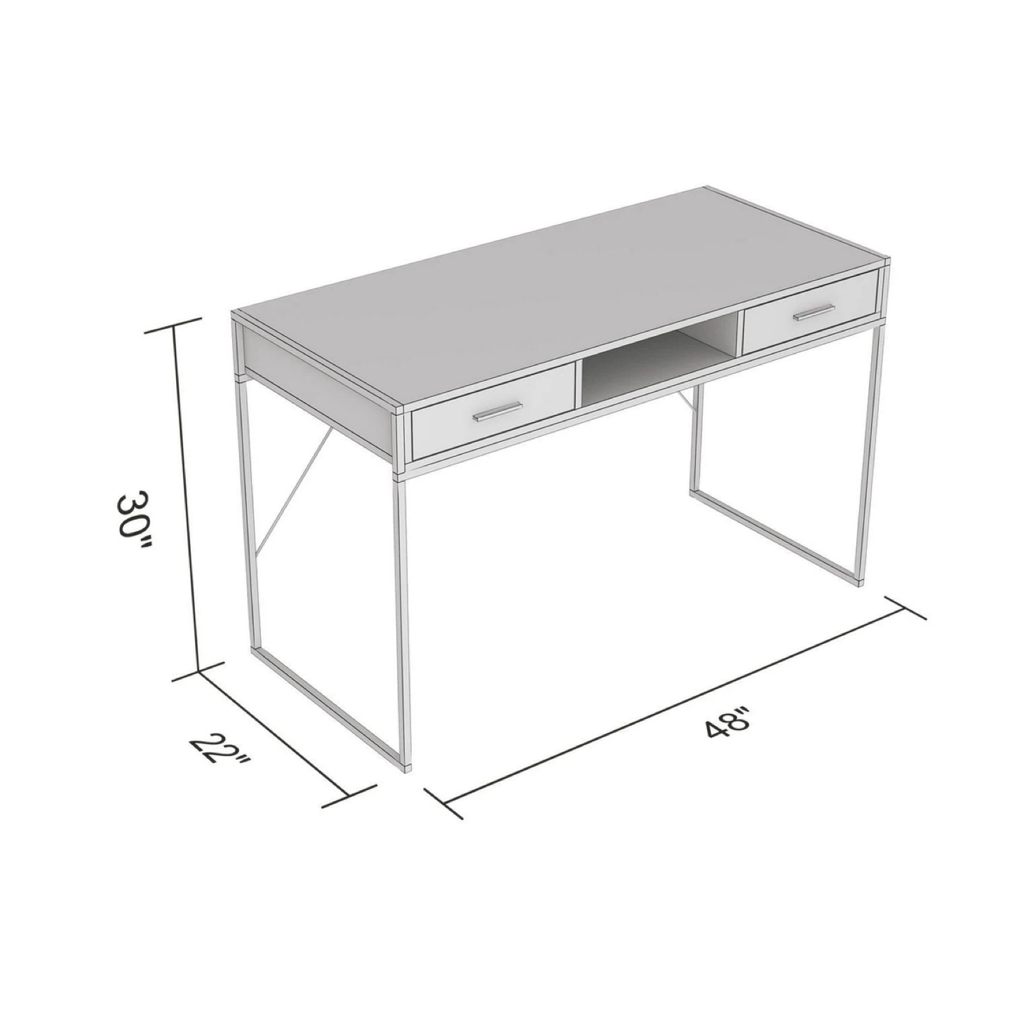 Desk/ Table with 2 Drawers and Shelf - photo 2