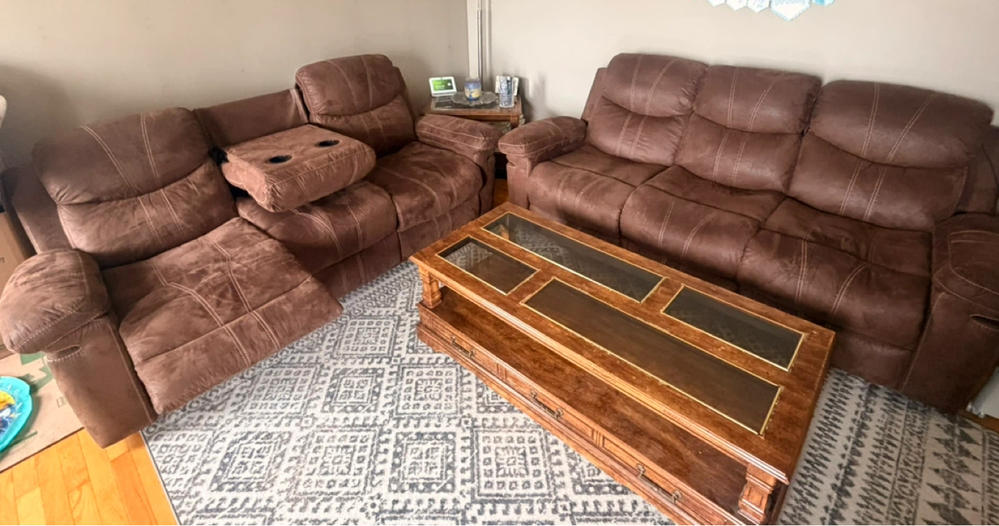 Wooden End Table with Glass Top