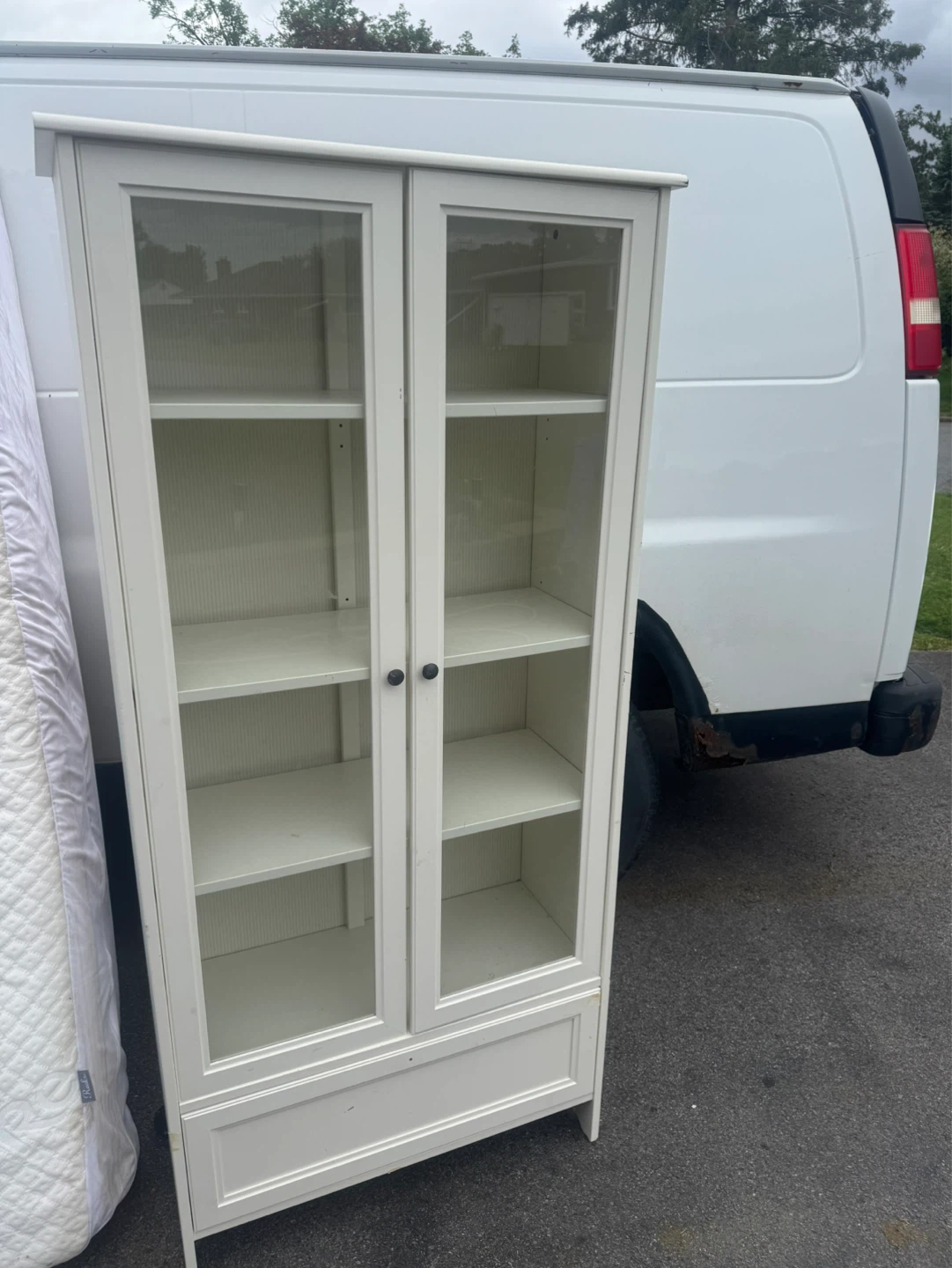 White Display Cabinet with Glass Doors - photo 2