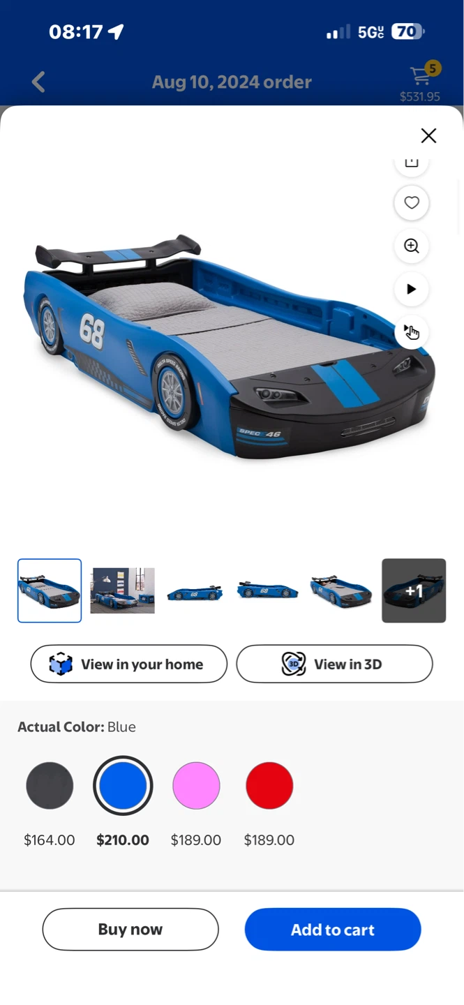 Blue Race Car Toddler Bed - photo 4
