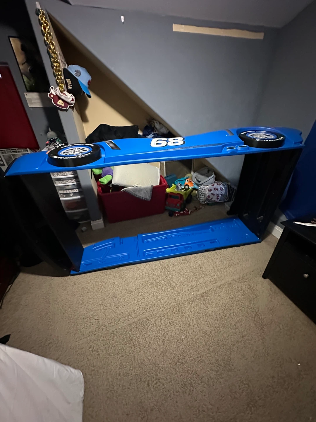 Blue Race Car Toddler Bed