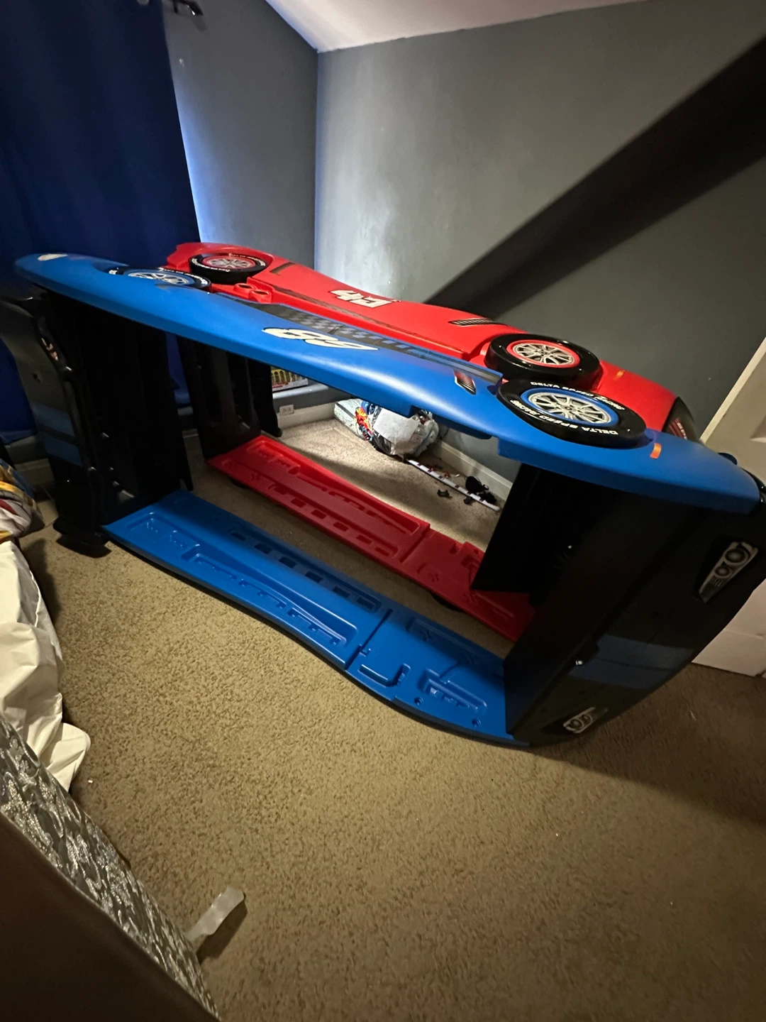 Blue Race Car Toddler Bed - photo 2