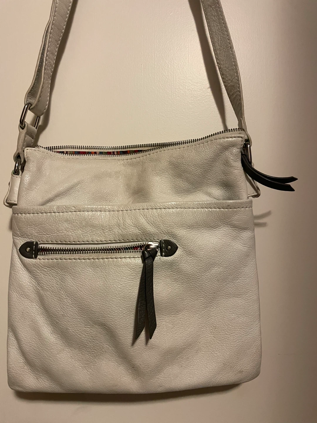 DANIEL SMITH White Leather Crossbody Bag