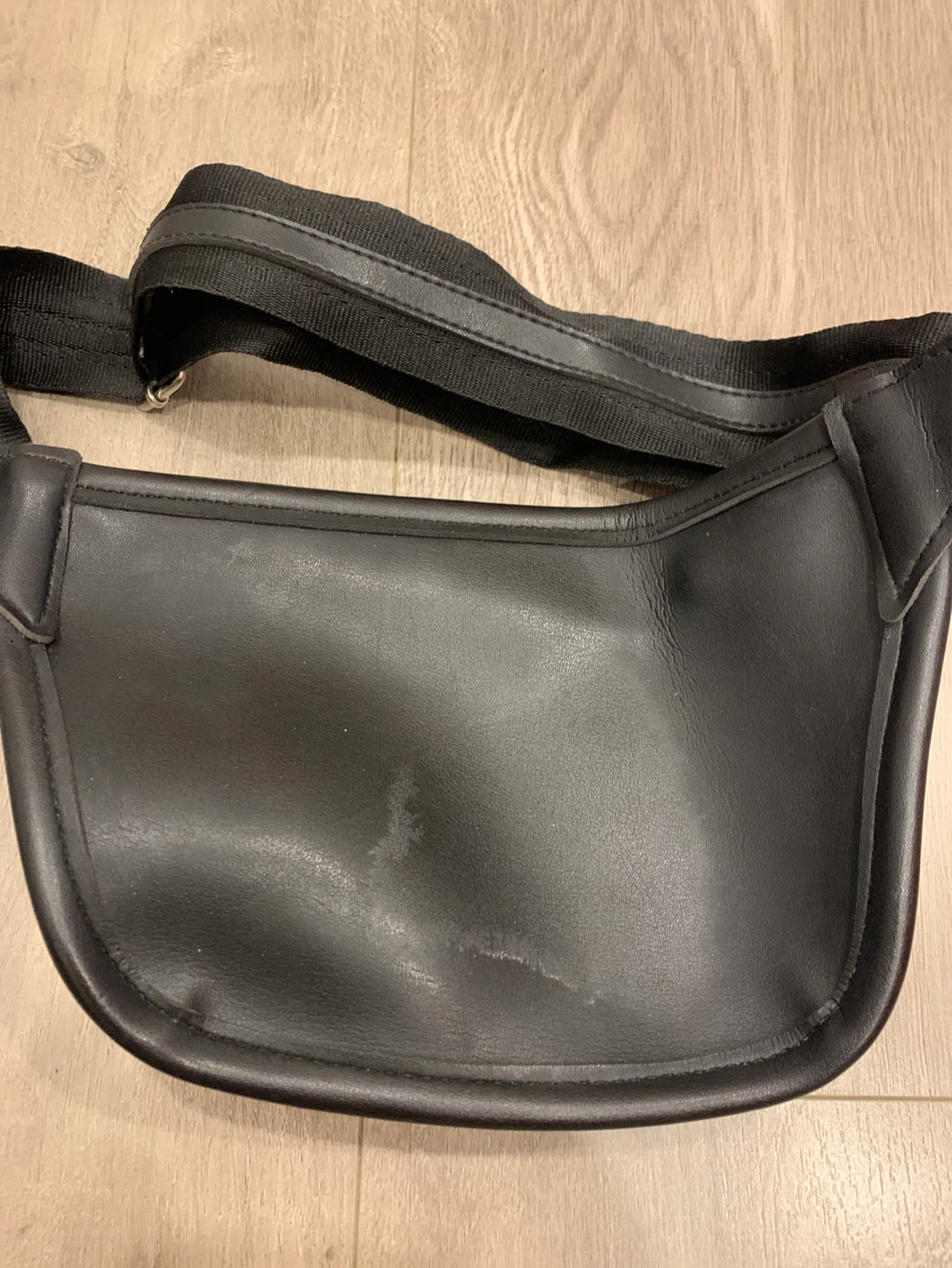 Black Faux Leather Fanny Pack with Chain Strap - photo 5