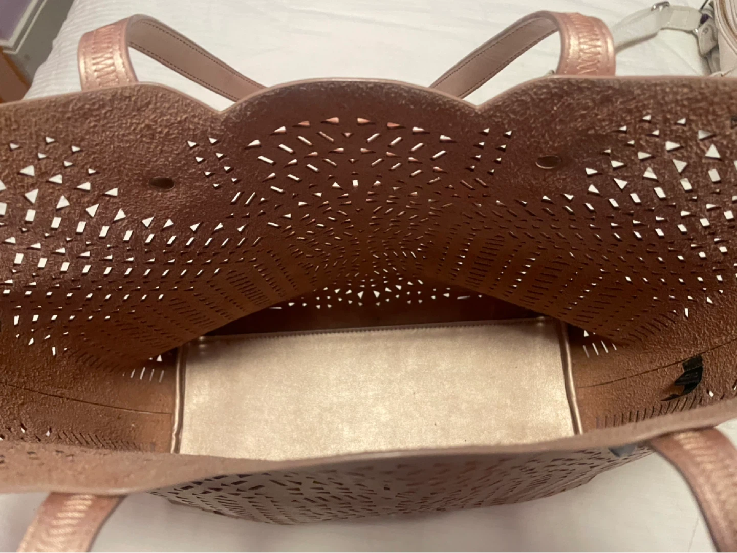 Rose Gold Perforated Tote Bag - photo 2