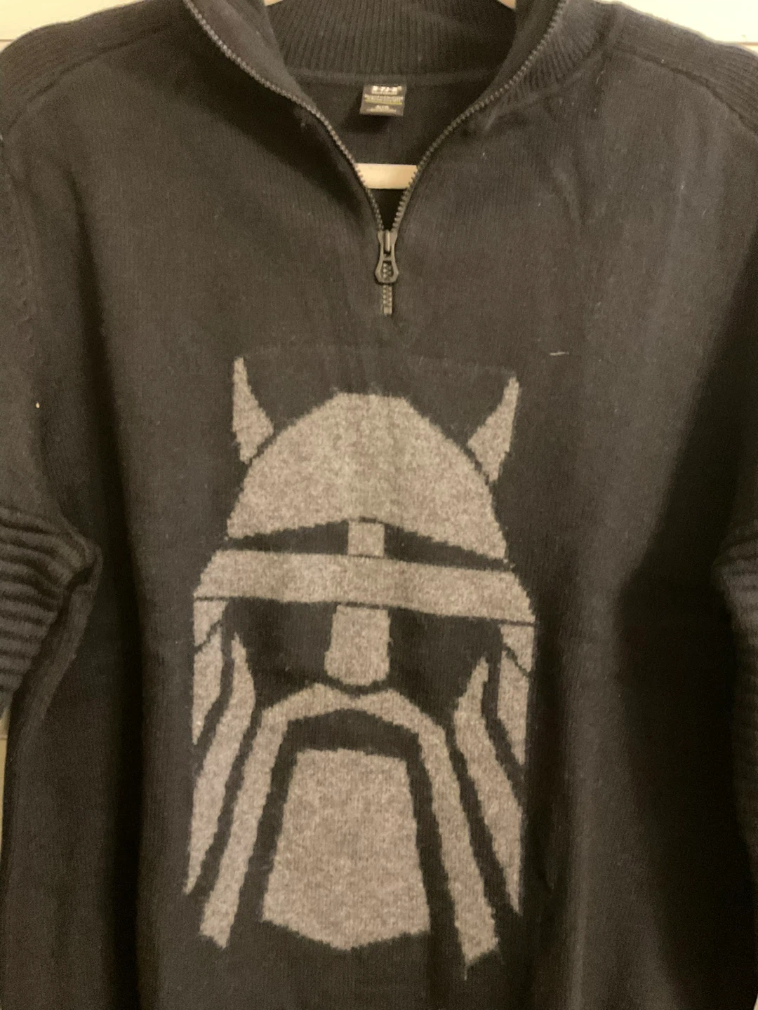 Helly Hansen Black Viking Graphic Zip Neck Sweater