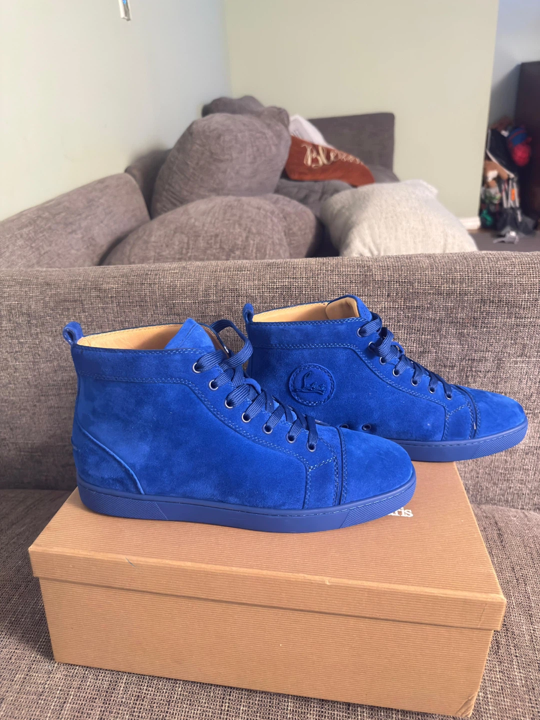 Christian Louboutin High Top Sneakers - Royal Blue Suede