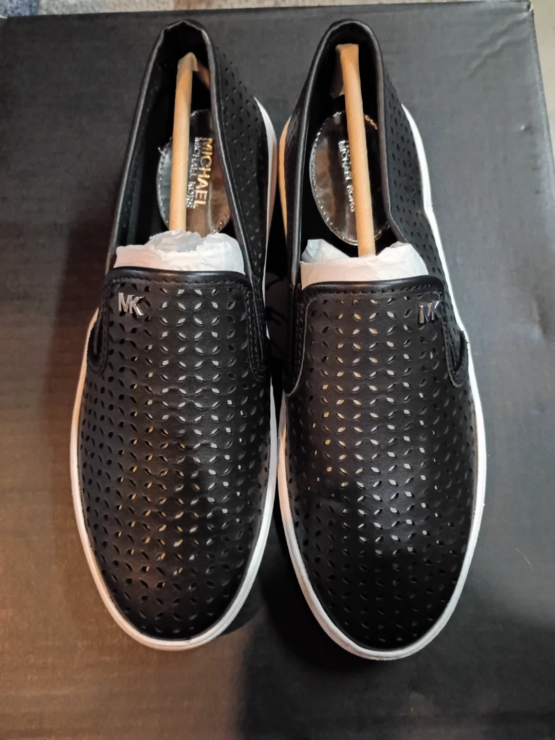 Michael Kors Black Perforated Slip-On Sneakers