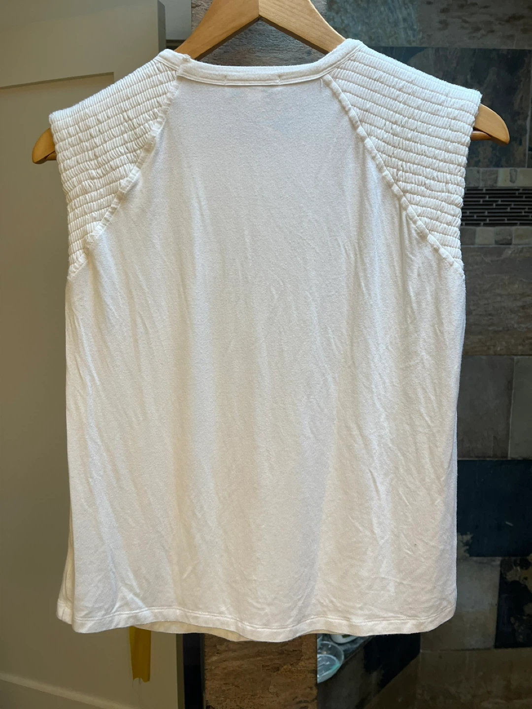 White Smocked Shoulder Tank Top - photo 2