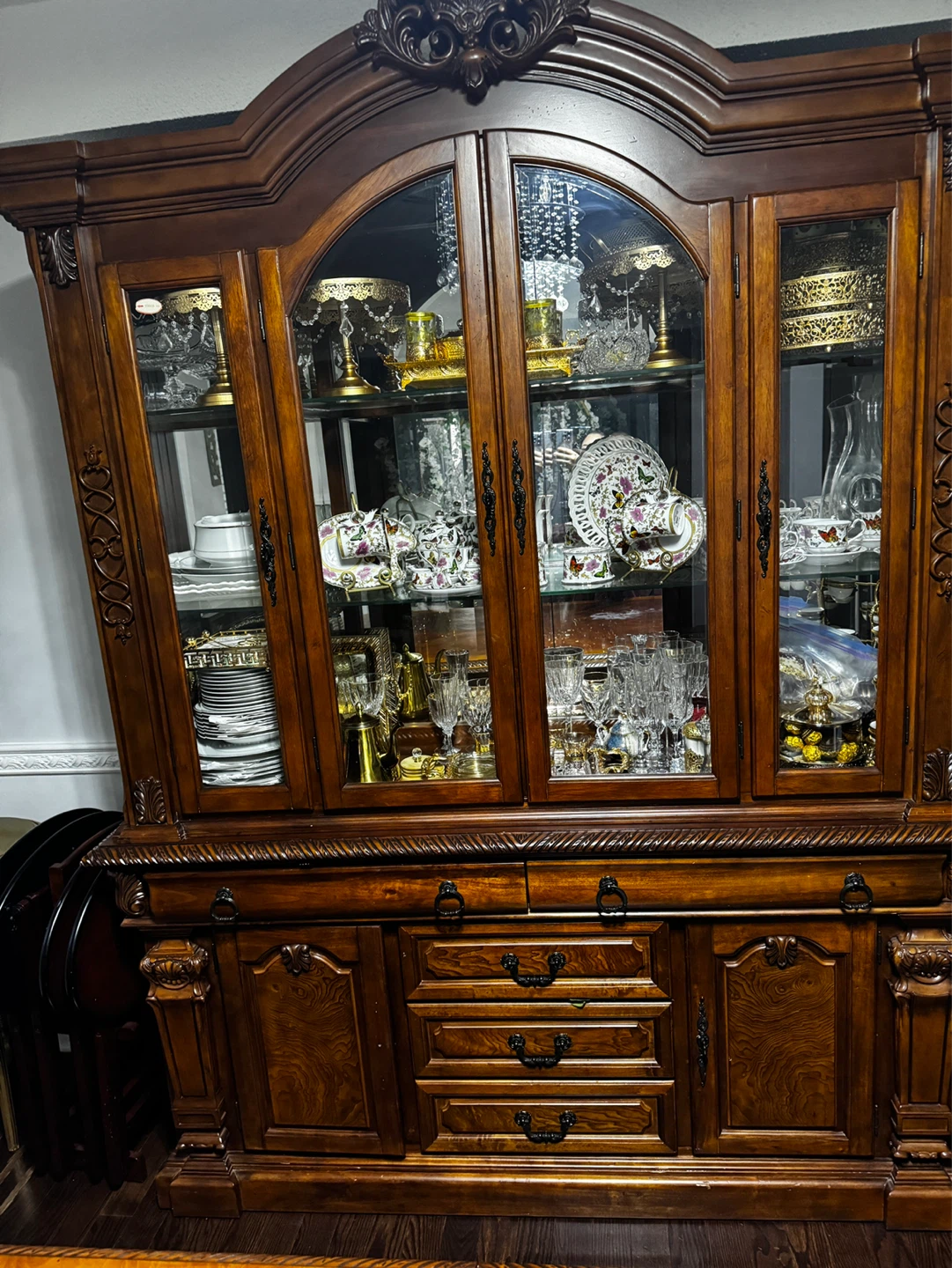 Vintage Wooden China Cabinet Display Hutch