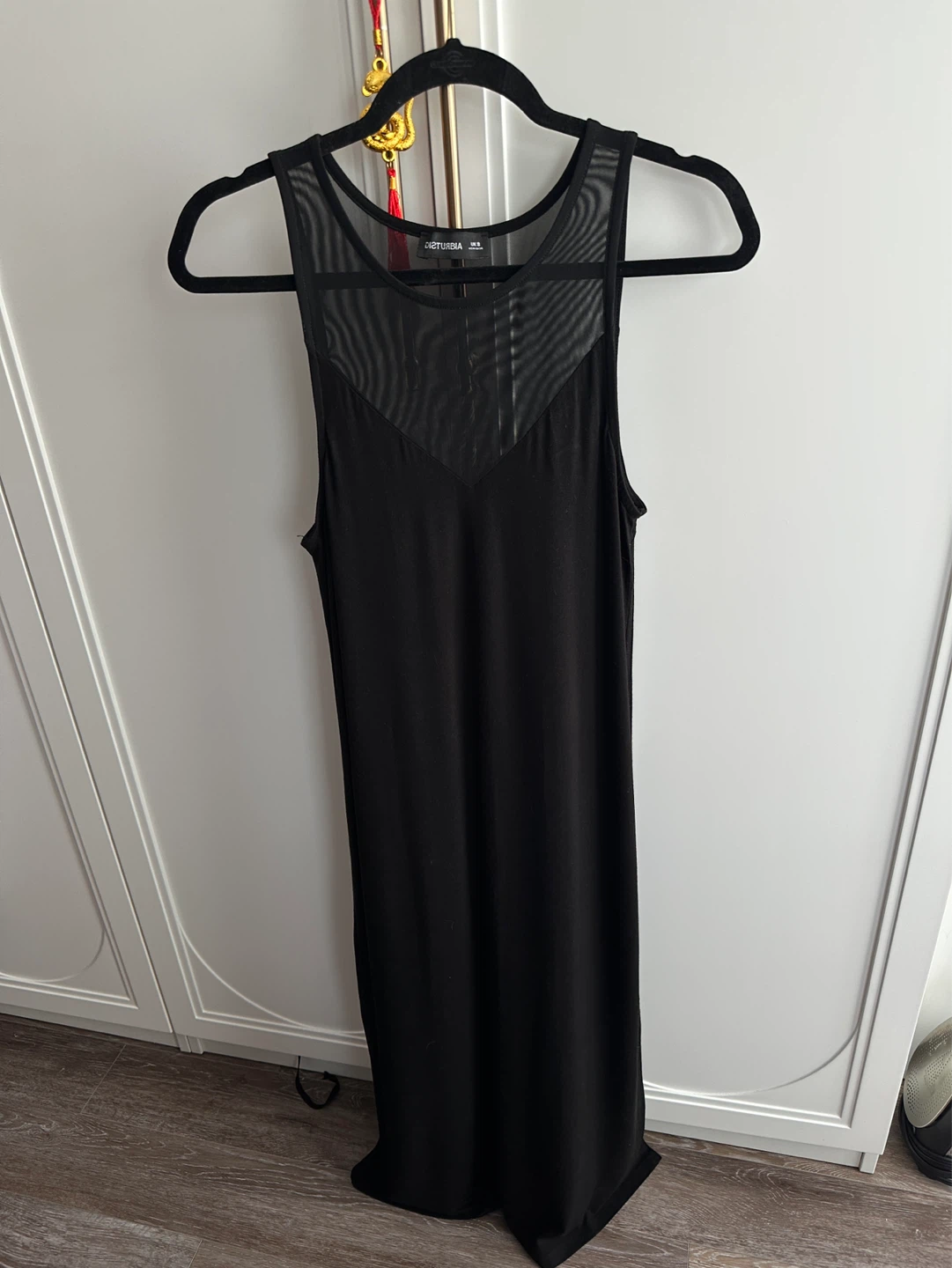 Disturbia Black Mesh Insert Maxi Dress UK 8