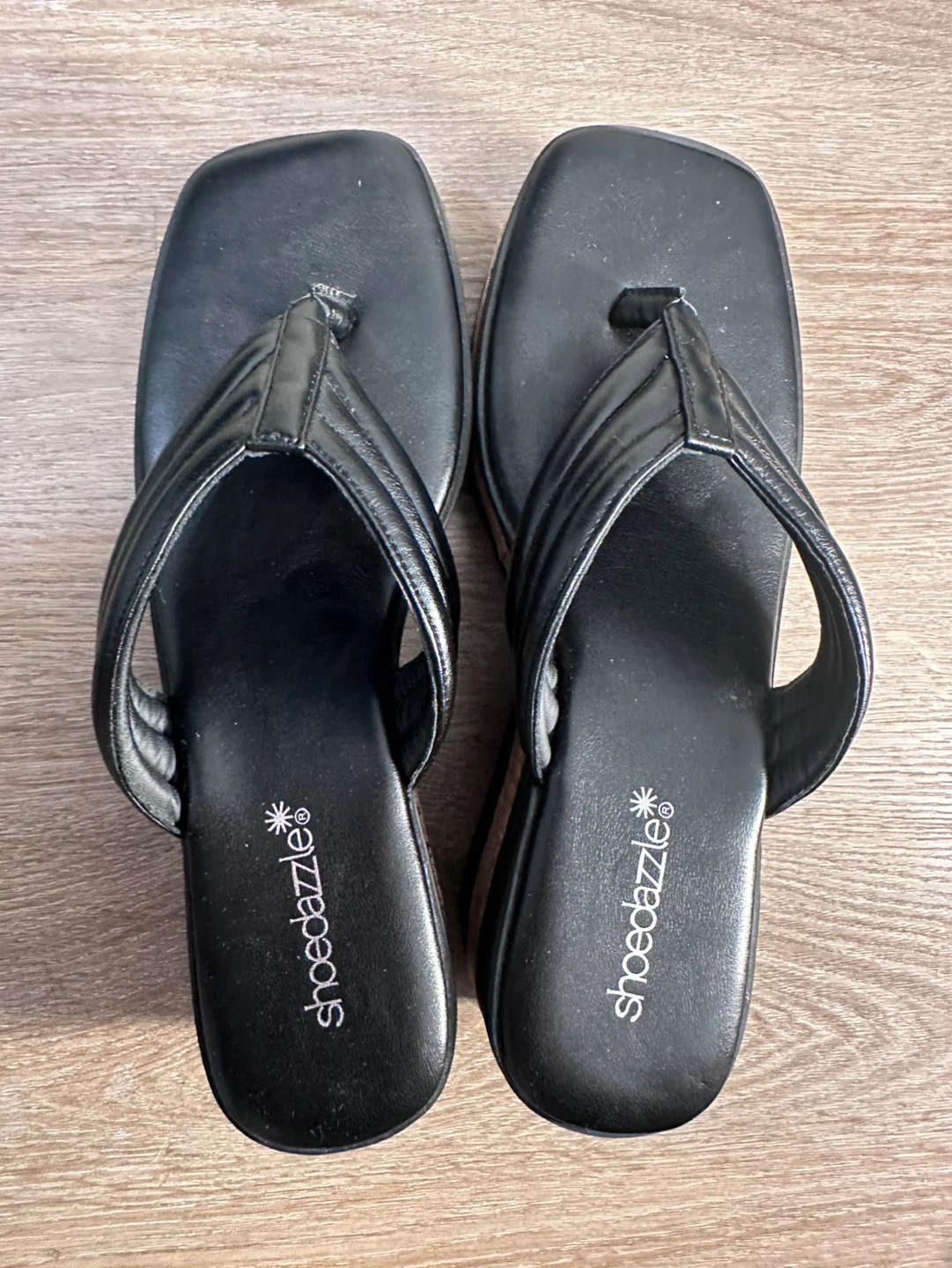 ShOEDAZZLE Black Platform Thong Sandals