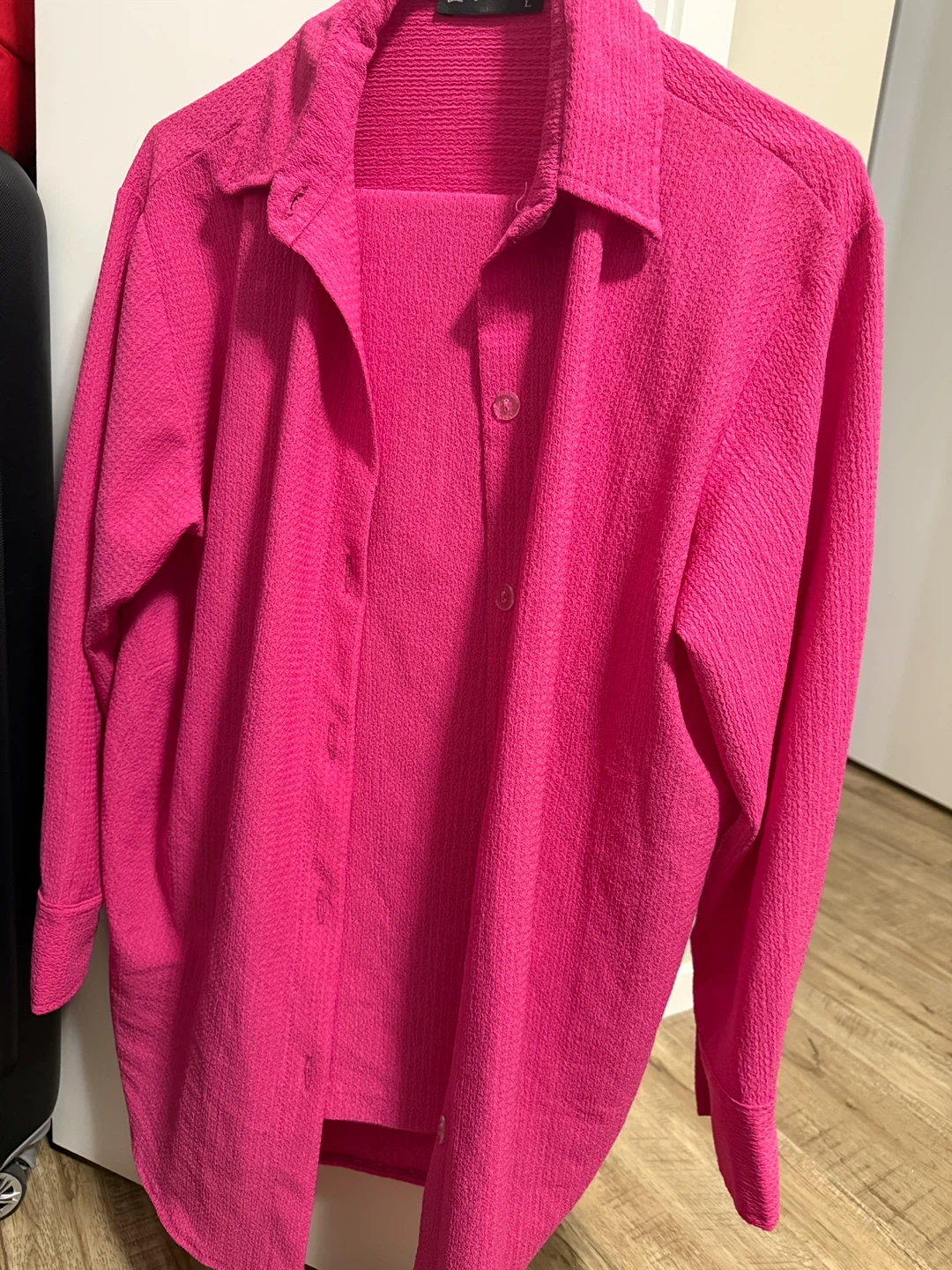 Bright Pink Textured Long Sleeve co ord set