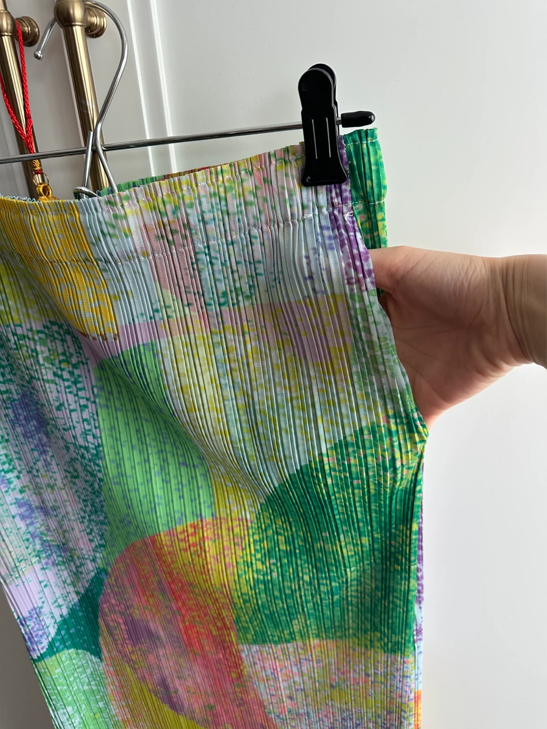 Vintage Pleated Midi Skirt Abstract Print - photo 2