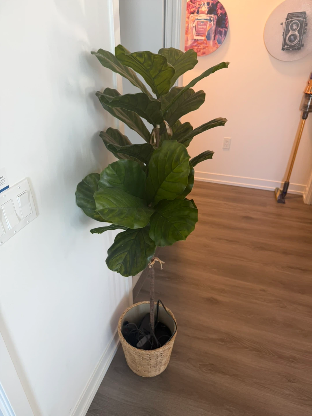 Fiddle Leaf Fig Faux Plant in Basket