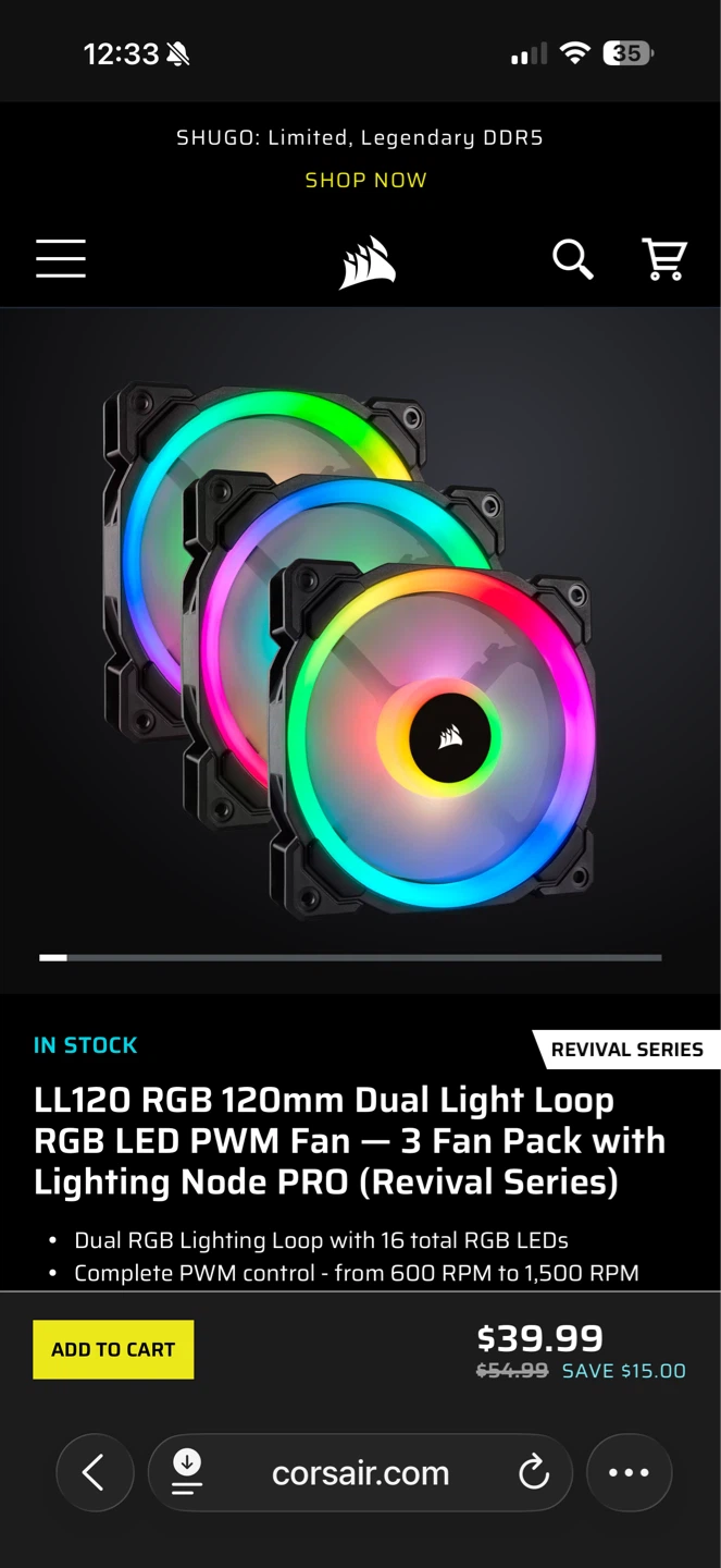 Corsair LL120 RGB 120mm Dual Light Loop PWM Fan - 3 Fan Pack - photo 5