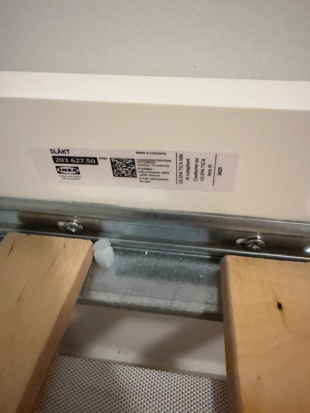 SLÄKT Bed frame with slatted bed base and storage, white, Twin - photo 2