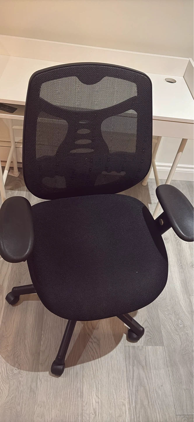 White Compact Desk with Drawer and Chair - photo 3
