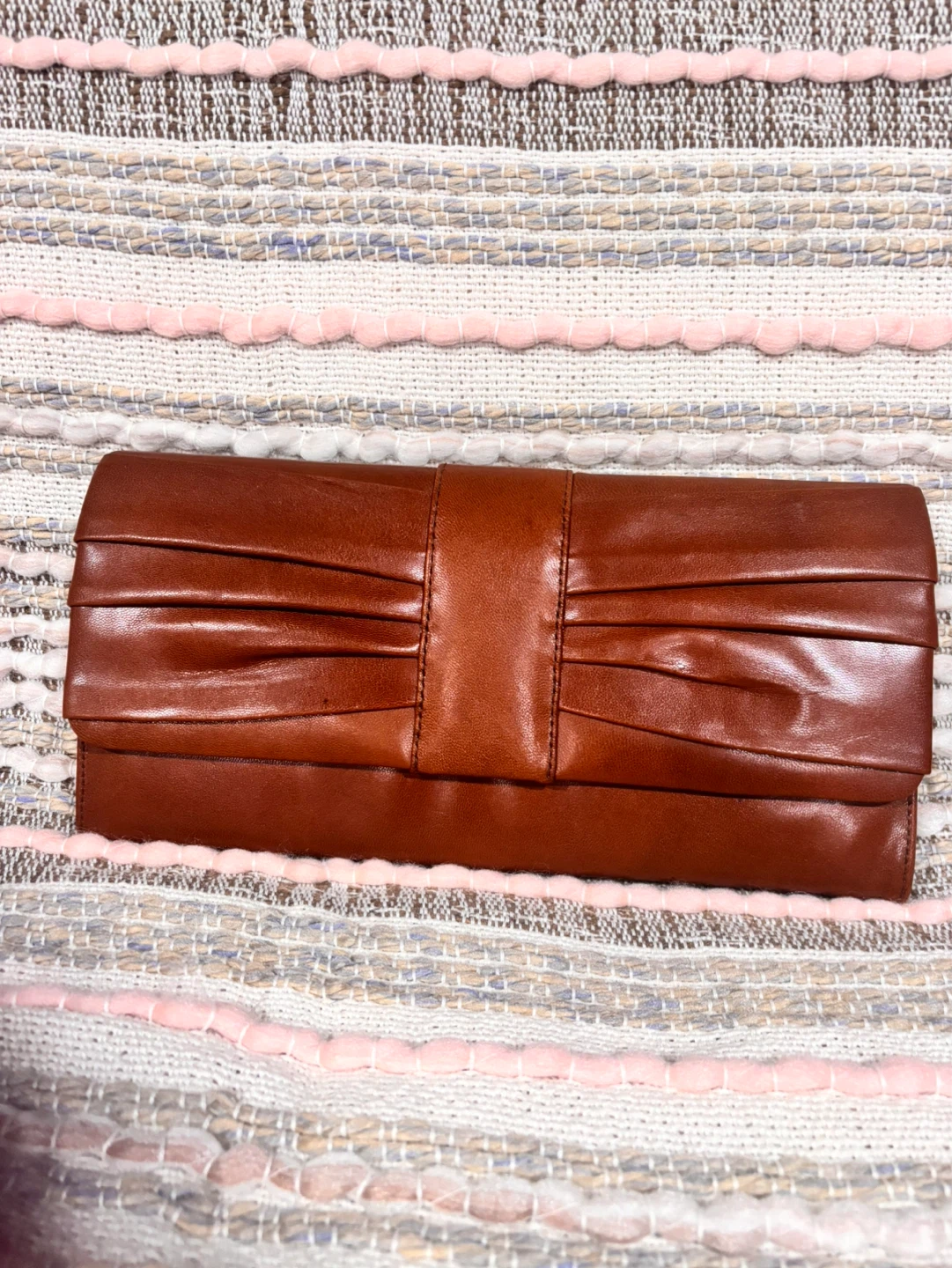 70’s Brown Leather Clutch or Shoulder Bag