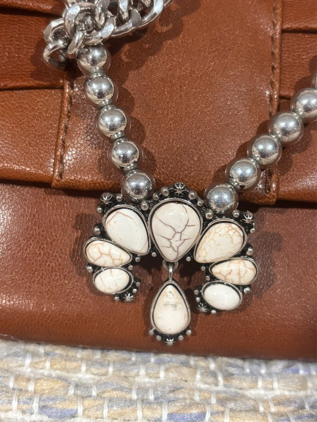 Vintage Silver-Tone Squash Blossom Necklace