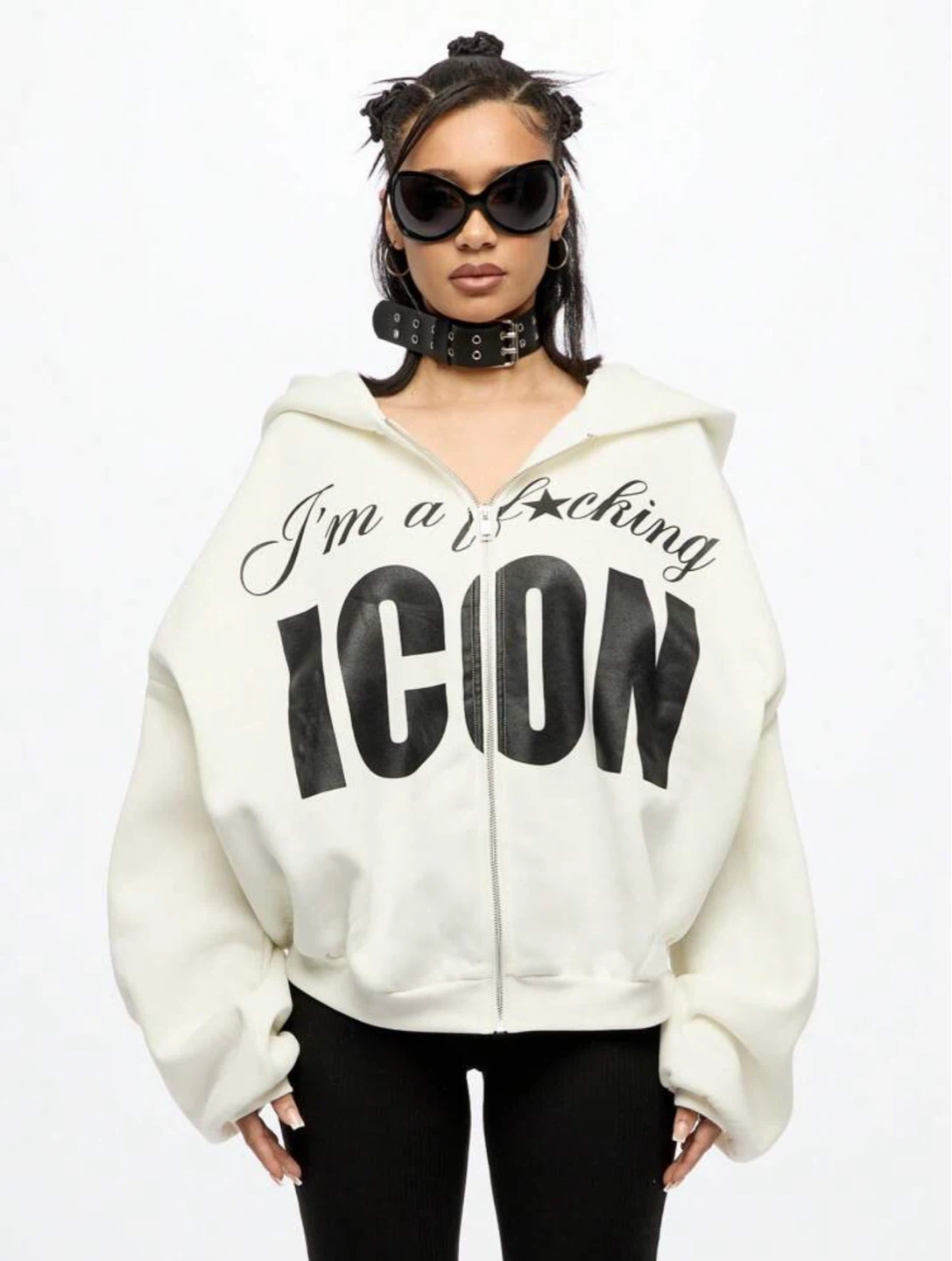 White Iconic Zip-Up Hoodie