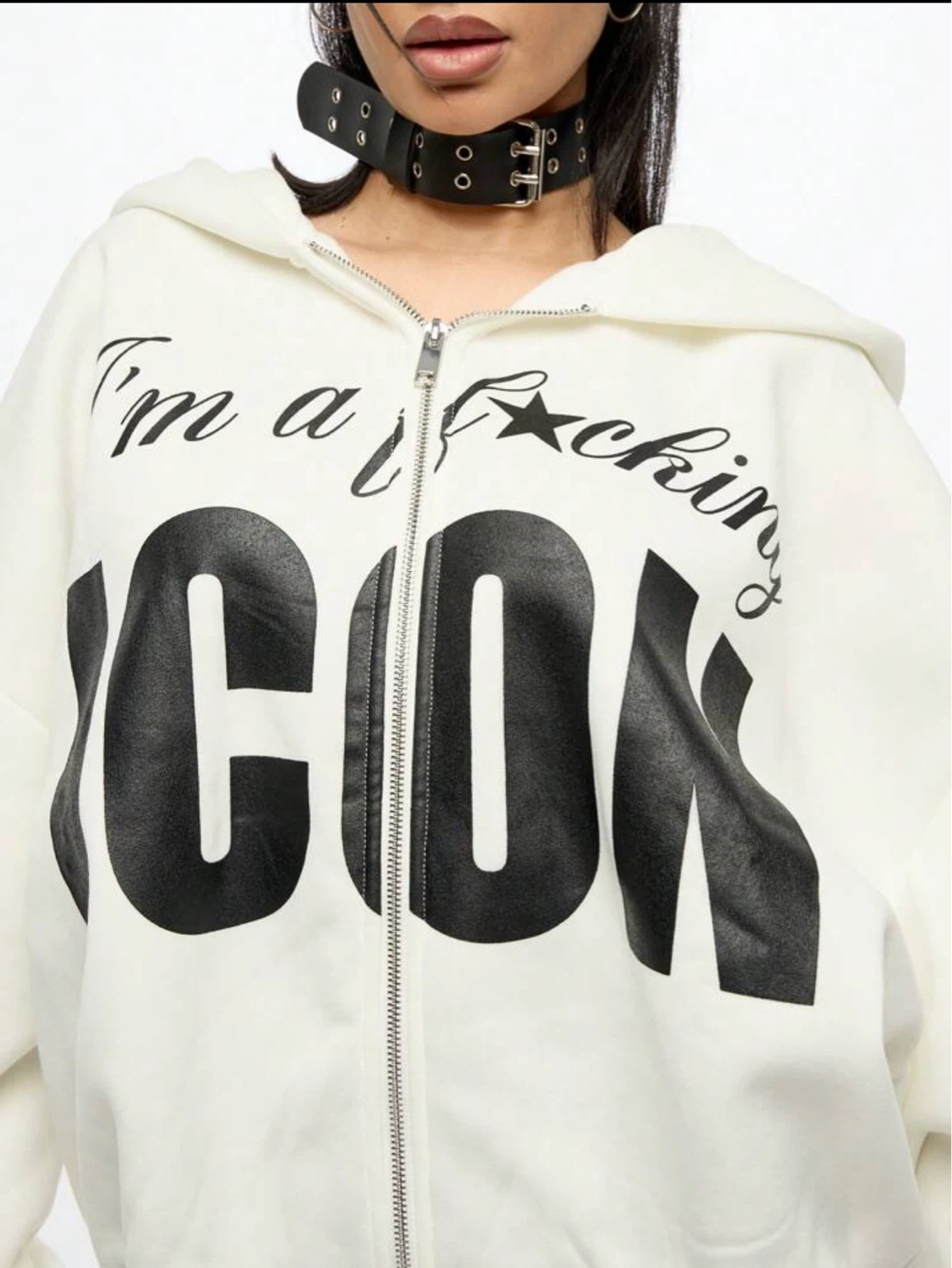 White Iconic Zip-Up Hoodie - photo 4