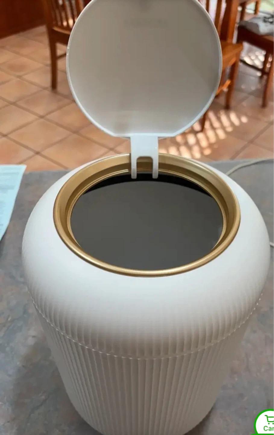 FEIDASH White Trash Can with Gold Trim - photo 3