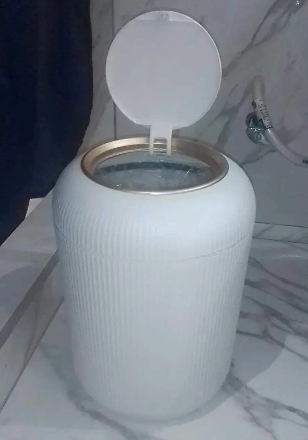 FEIDASH White Trash Can with Gold Trim - photo 2