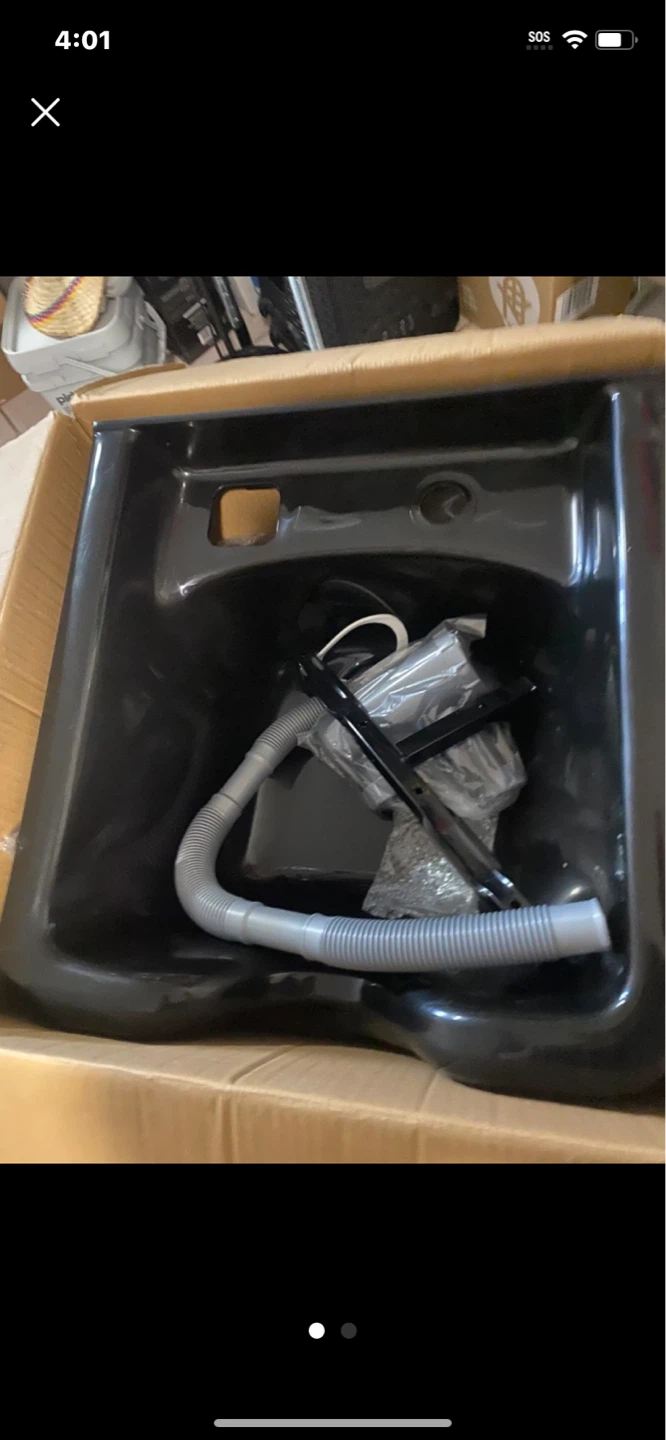 Black Wash Basin with Plumbing Parts