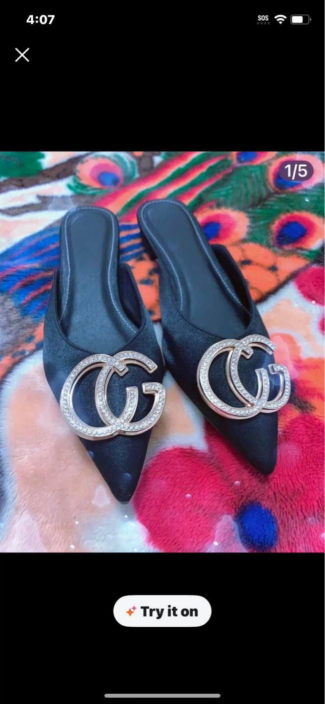 Black Mules with Double G Embellishment